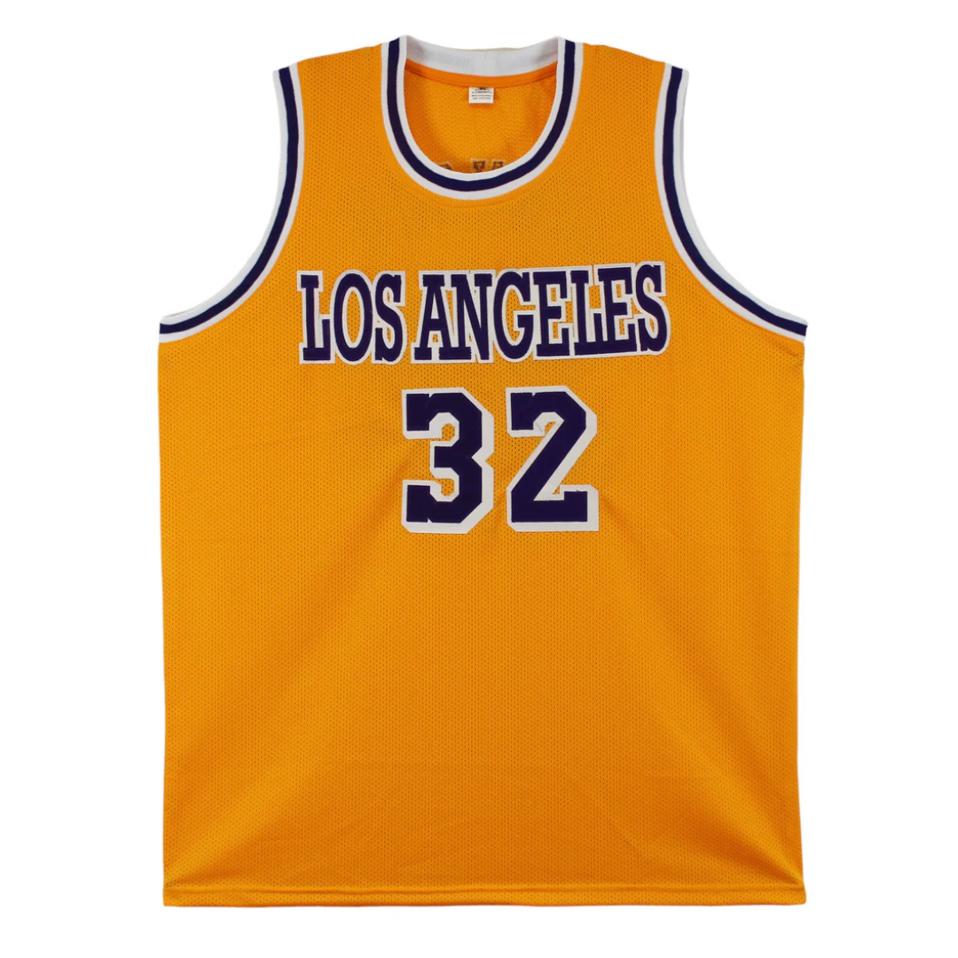 Magic Johnson Signed Los Angeles Lakers Basketball Jersey with Beckett Witness